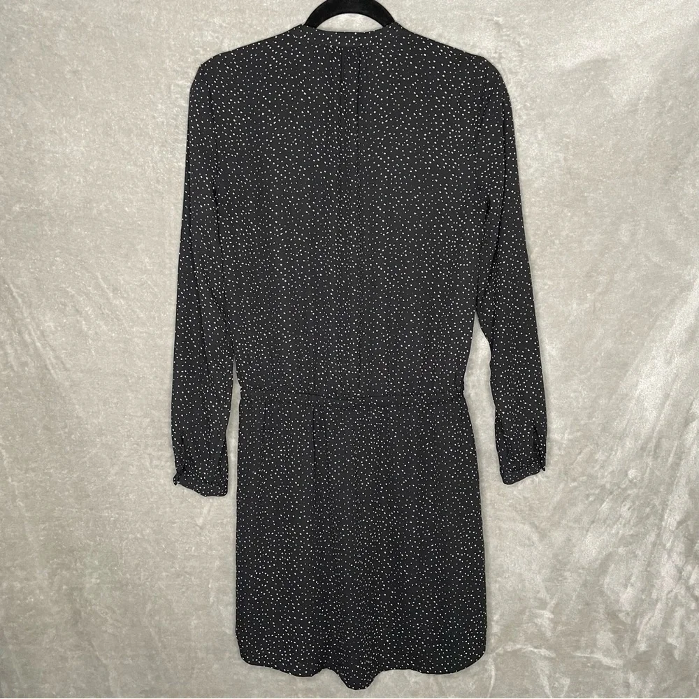 Hilary Radley Black Speckled Print Long Sleeve Tunic Dress Mini Size XS Blouson